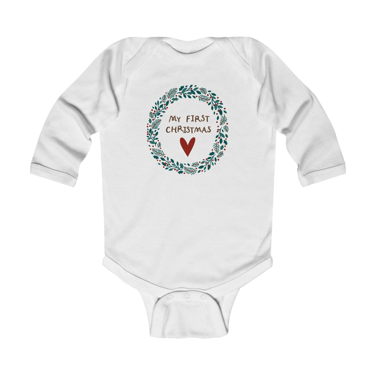 Heart My First Christmas Long Sleeve Bodysuit