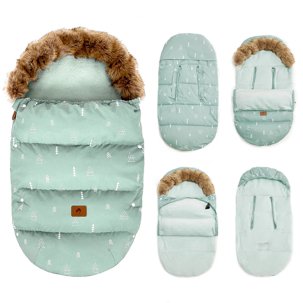 WinterSnug Fur-Collar Baby Stroller Sleeping Bag - Petite Cove 