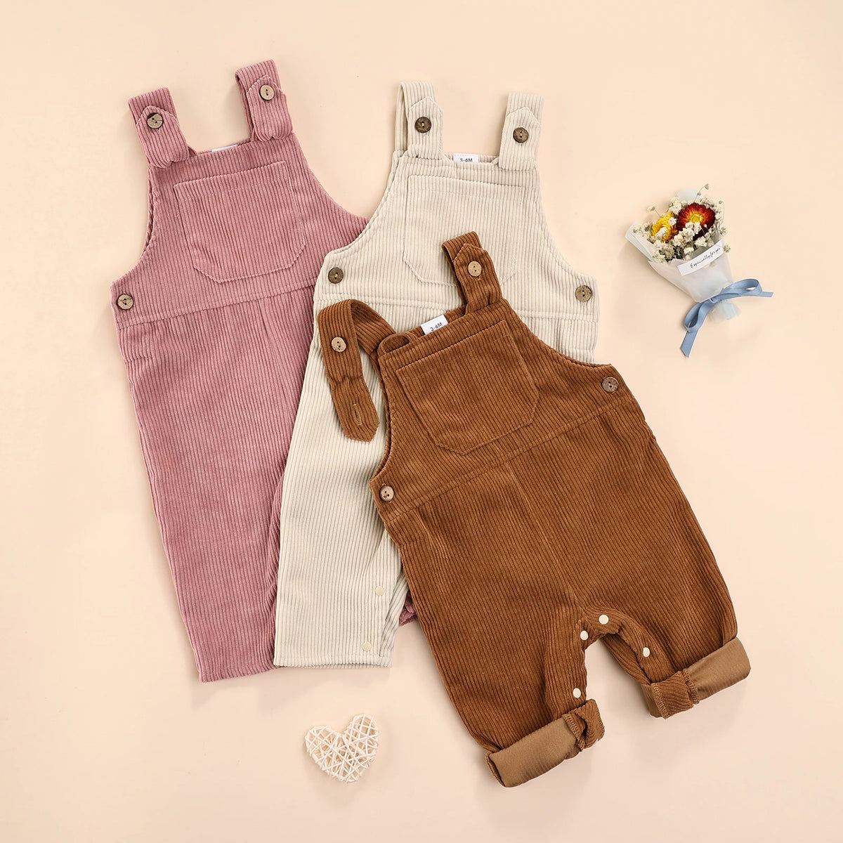 Corduroy Snap-On Overalls - Petite Cove 