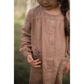 Rustic Linen Button-Down Dress - Petite Cove 