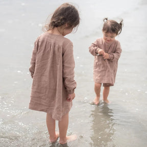 Rustic Linen Button-Down Dress - Petite Cove 