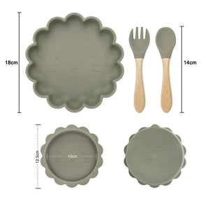 Silicone Essentials: Kid-Proof Nordic Bloom Non-Slip Dining 4 Pcs - Petite Cove 