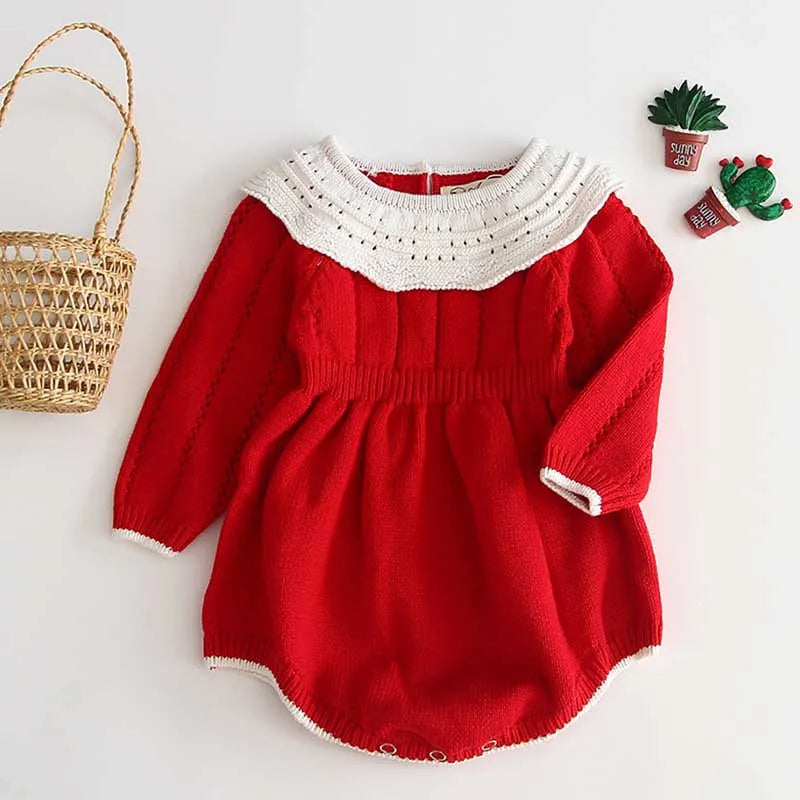 Petite Knit® Classic Red Romper - Petite Cove 