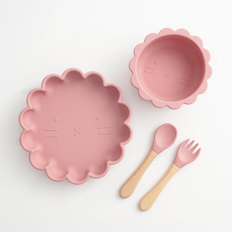 Silicone Essentials: Kid-Proof Nordic Bloom Non-Slip Dining 4 Pcs - Petite Cove 