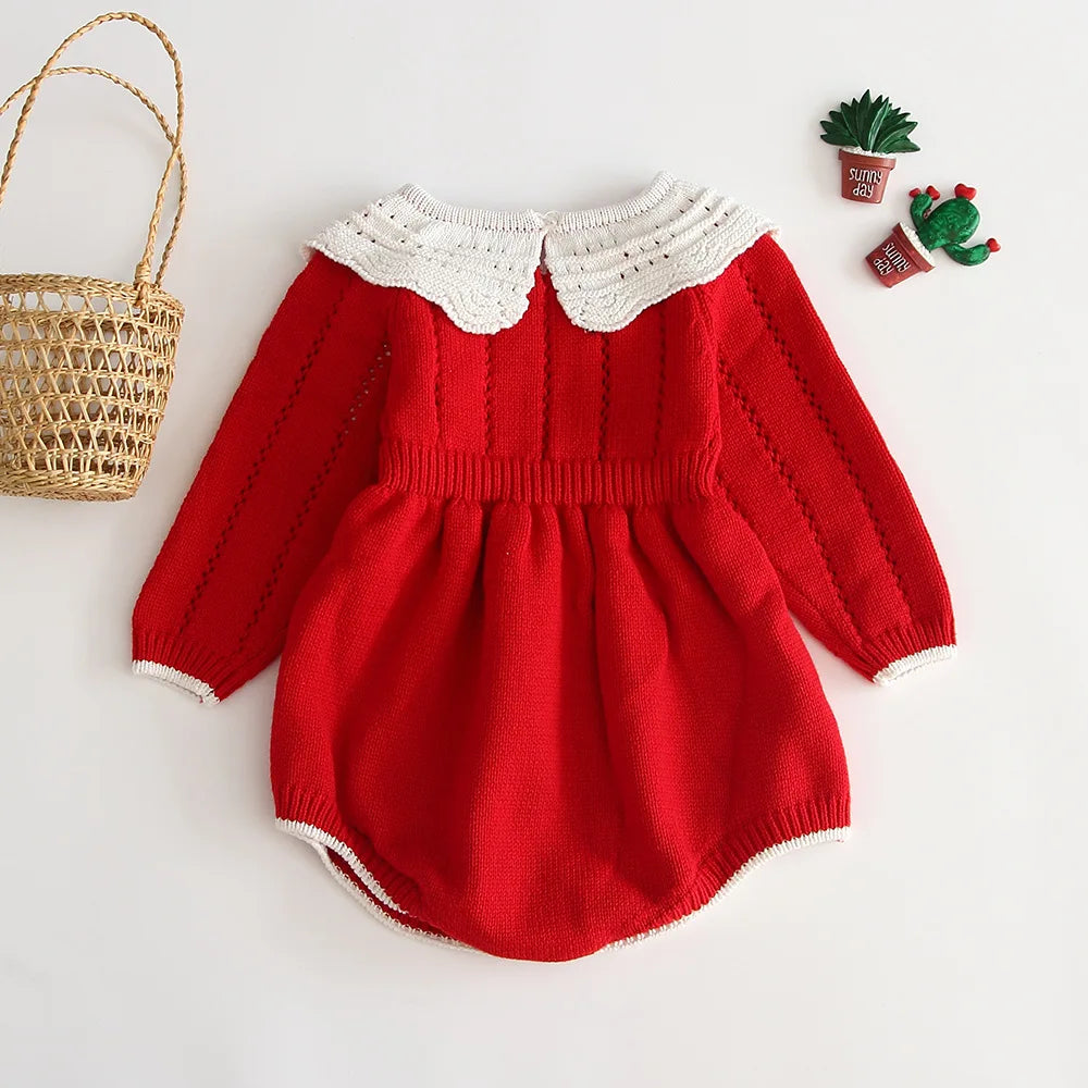 Petite Knit® Classic Red Romper - Petite Cove 