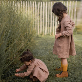 Rustic Linen Button-Down Dress - Petite Cove 