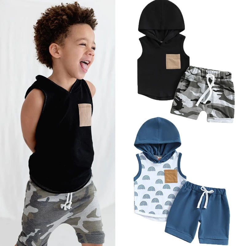 Summer Breeze Sleeveless Hoodie & Shorts Set - Petite Cove 