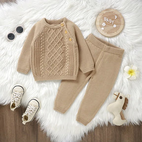 Petite Knit® 'Classic Cables' Sweater & Trousers Set - Petite Cove 