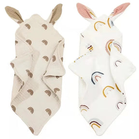 Cozy Rabbit Muslin Sleep Toy & Baby Bib - Petite Cove 