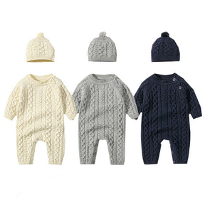 Classic Knit Romper & Hat Set - Petite Cove 