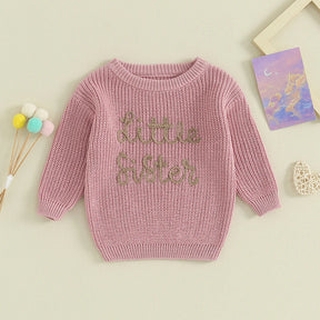 Little Sister Knit Embroidered Sweater - Petite Cove 