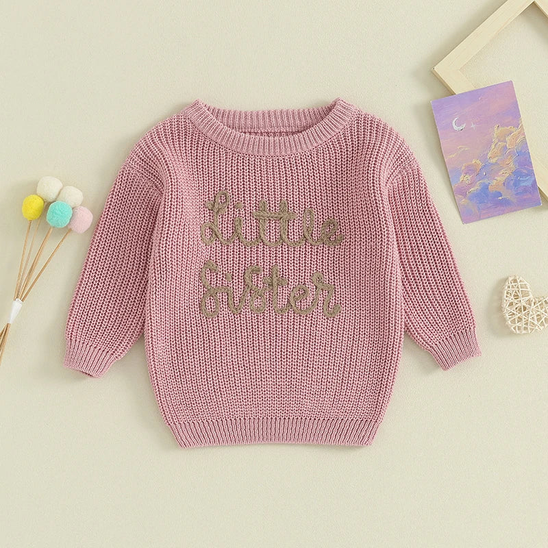 Little Sister Knit Embroidered Sweater - Petite Cove 