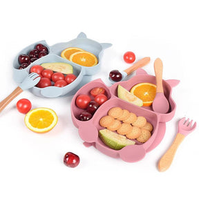 Silicone Essentials: Kid-Proof Baby Fox Non-Slip 9-Piece Dining Set - Petite Cove 