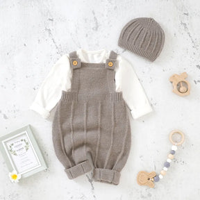 Petite Knit® Strap Baby Romper & Hat Set - Petite Cove 