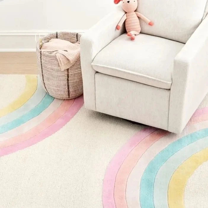 Rectangular Rainbow Stripe Rug - Petite Cove 