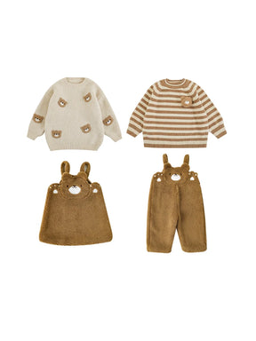 Petite Bear Cozy Teddy Overalls| Brown - Petite Cove 