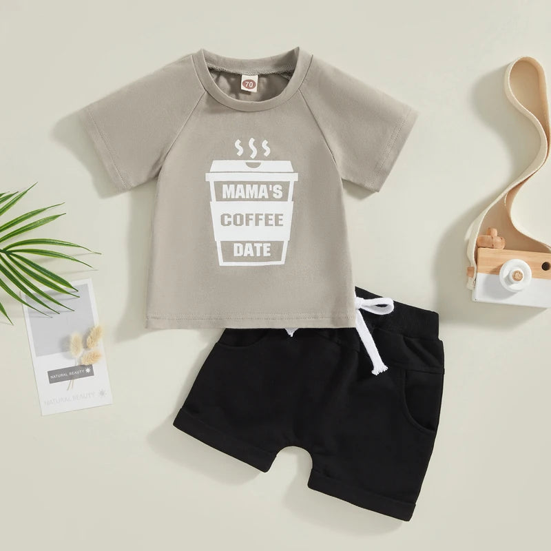 Mama's Coffee Date T-Shirt & Shorts Set - Petite Cove 