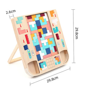 Montessori 2-in-1 Wooden Tetris & Cube Puzzle