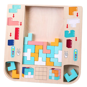 Montessori 2-in-1 Wooden Tetris & Cube Puzzle