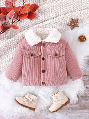 Tiny Trendsetter Corduroy Winter Coat in Pink - Petite Cove 