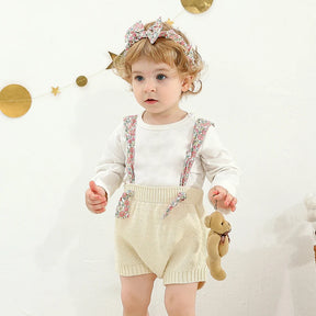 Petite Knit® Charm Suspender Shorts & Headband Set - Petite Cove 