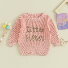 Little Sister Knit Embroidered Sweater - Petite Cove 