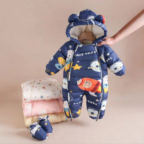 Little Explorer Winter Romper: Warm, Hooded, and Perfect for Cold Weather Play - Petite Cove 