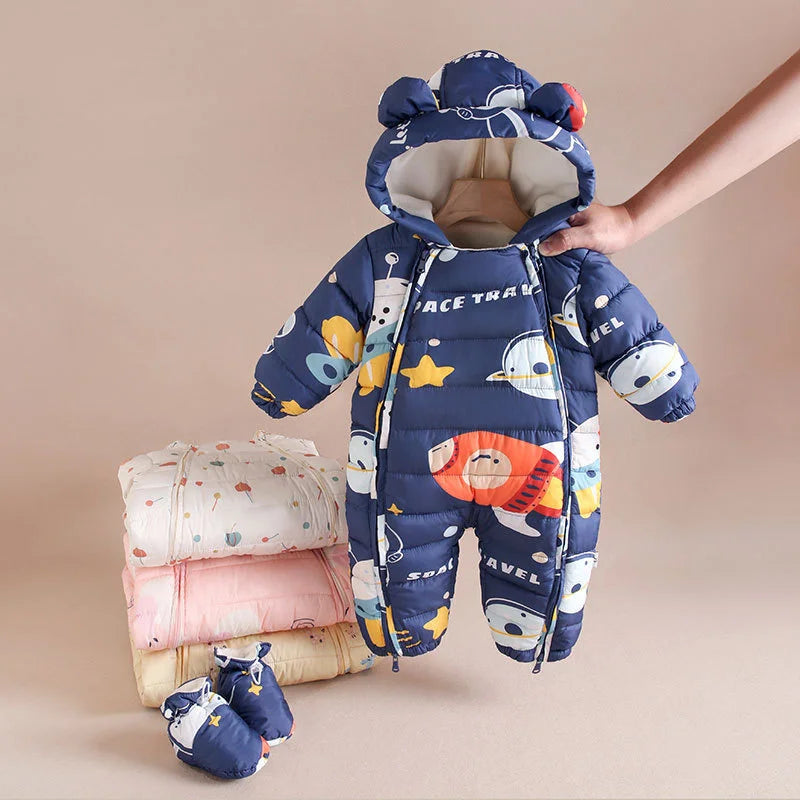 Little Explorer Winter Romper: Warm, Hooded, and Perfect for Cold Weather Play - Petite Cove 