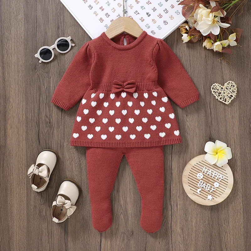 Petite Knit® Heartfelt Charm Dress & Tights Set - Petite Cove 