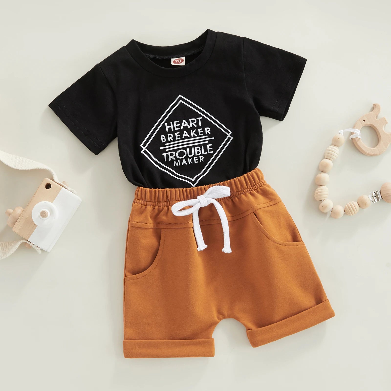 Heart Breaker Trouble Maker T-Shirt & Shorts Combo - Petite Cove 