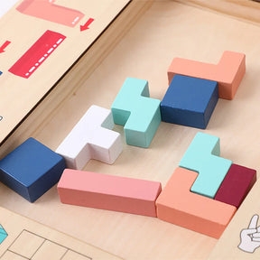 Montessori 2-in-1 Wooden Tetris & Cube Puzzle