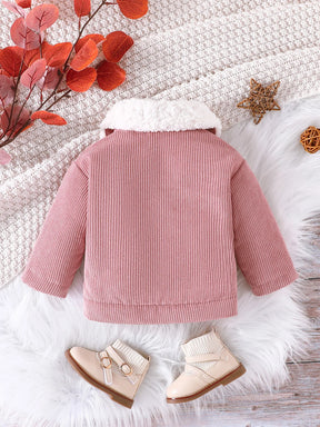 Tiny Trendsetter Corduroy Winter Coat in Pink - Petite Cove 