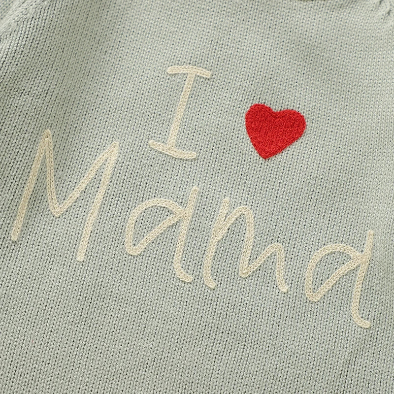 Petite Knit® I ♥ Mama Embroidered Romper & Beanie Set - Petite Cove 