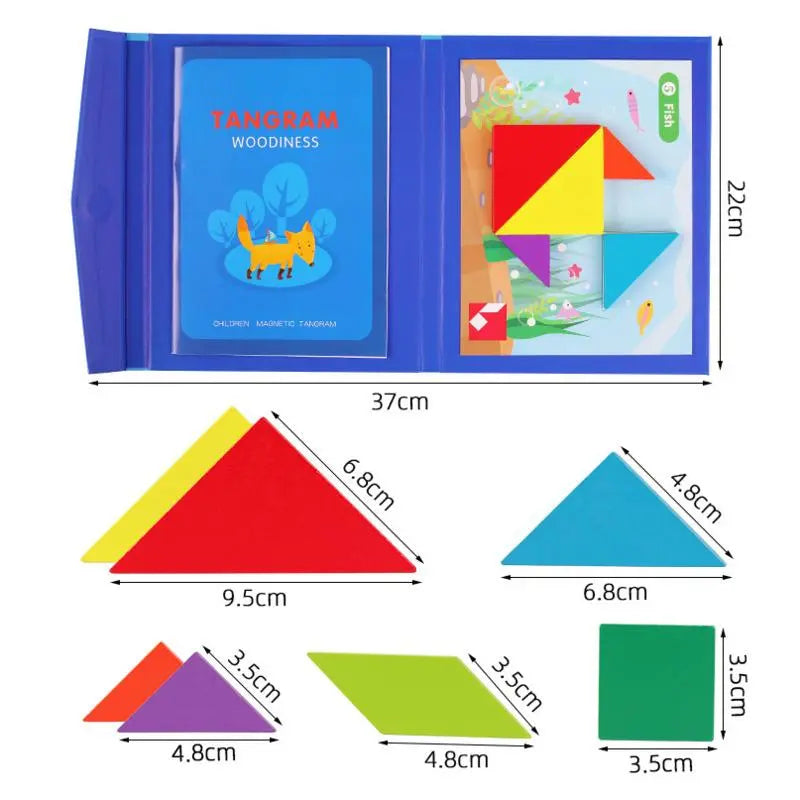 Jigsaw Magic Tangram: Magnetic Wooden Puzzle Book for Creative Kids - Petite Cove 