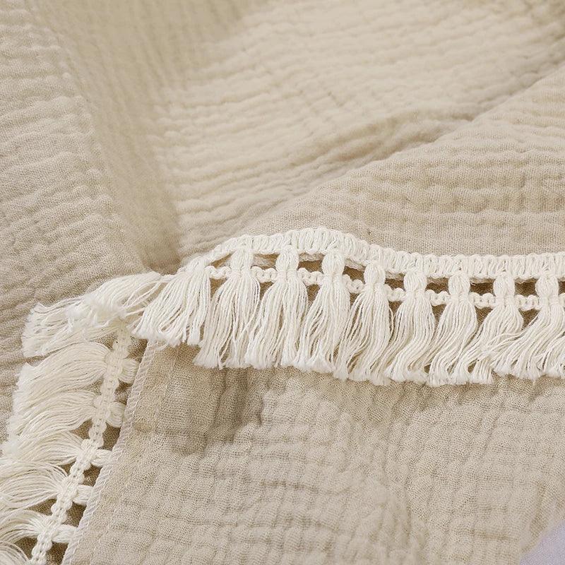 Boho-Chic Tassel Cotton Muslin Swaddle for Newborns - Petite Cove 