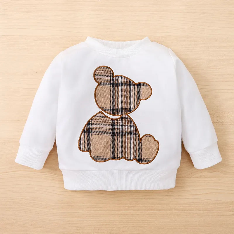 Bear & Plaid Cozy Sweatshirt and Pants Set - Petite Cove 