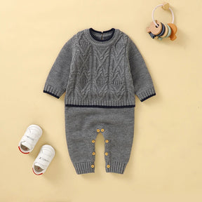 Petite Knit® 'Classic Contrast-Trim' Sweater & Trousers Set - Petite Cove 