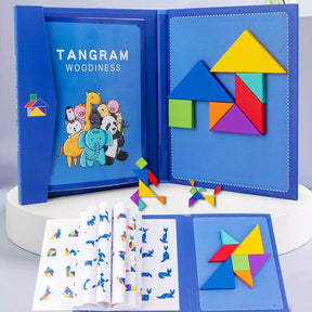 Jigsaw Magic Tangram: Magnetic Wooden Puzzle Book for Creative Kids - Petite Cove 