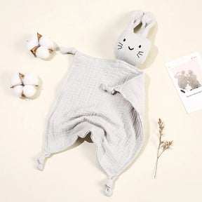 Boho-Chic Cotton Muslin Rabbit Sleep Toy & Baby Bib - Petite Cove 