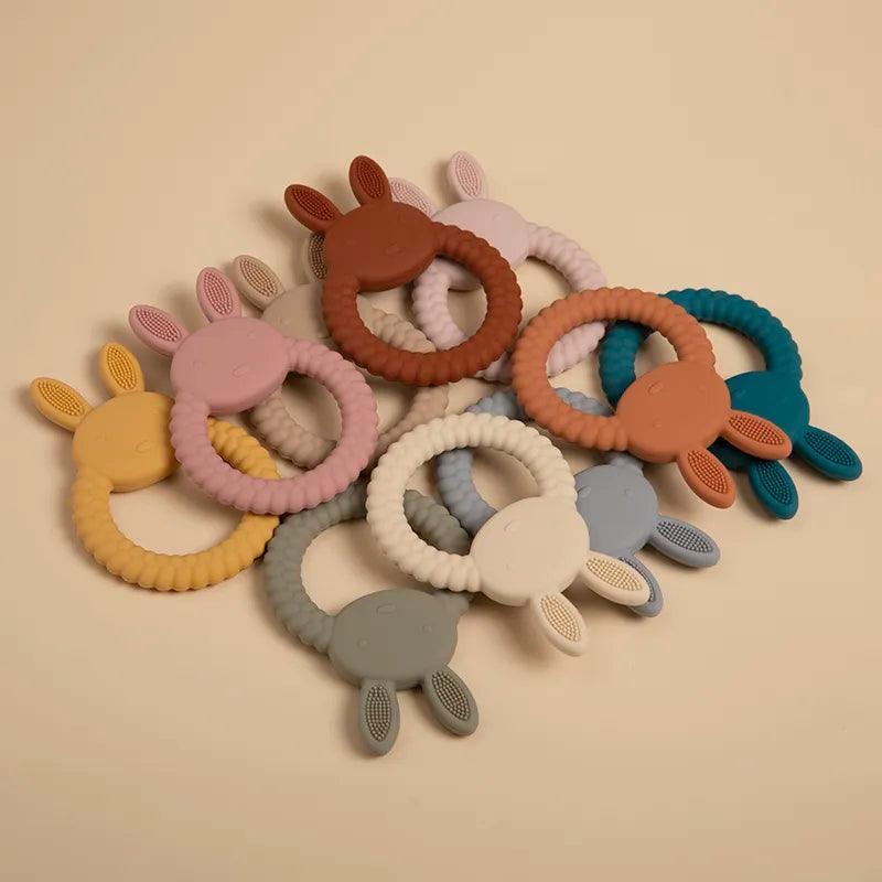 Kid-Proof Silicone Baby Rabbit Teether Ring - Petite Cove 