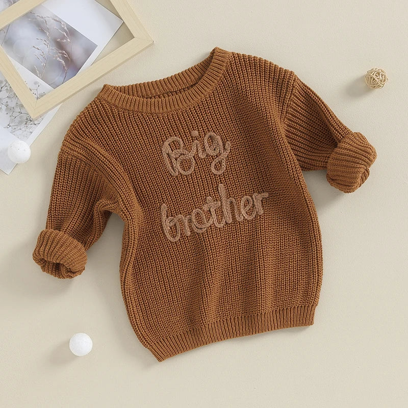 Big Brother Knit Embroidered Sweater - Petite Cove 