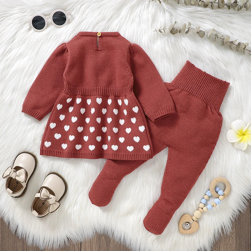 Petite Knit® Heartfelt Charm Dress & Tights Set - Petite Cove 