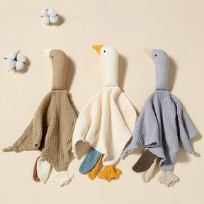 Boho-Chic Cotton Muslin Goose Sleep Toy & Baby Bib - Petite Cove 