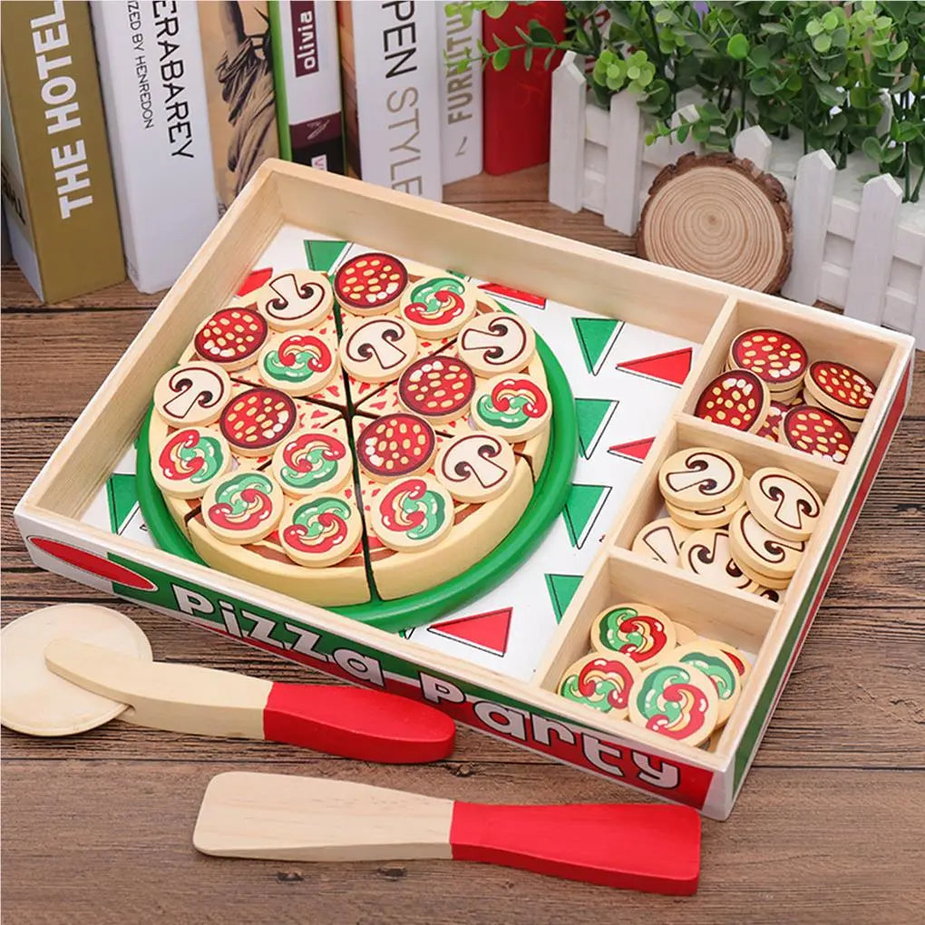 Montessori Pizza Party: Wooden Pizza Play set - Petite Cove 