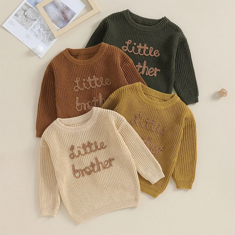 Little Brother Knit Embroidered Sweater - Petite Cove 