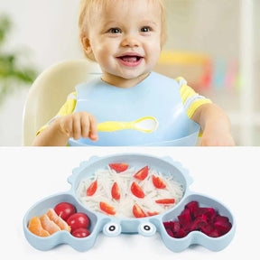 Silicone Essentials: Kid-Proof Baby Crab Non-Slip 9-Piece Dining Set - Petite Cove 