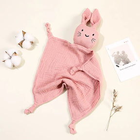 Boho-Chic Cotton Muslin Rabbit Sleep Toy & Baby Bib - Petite Cove 