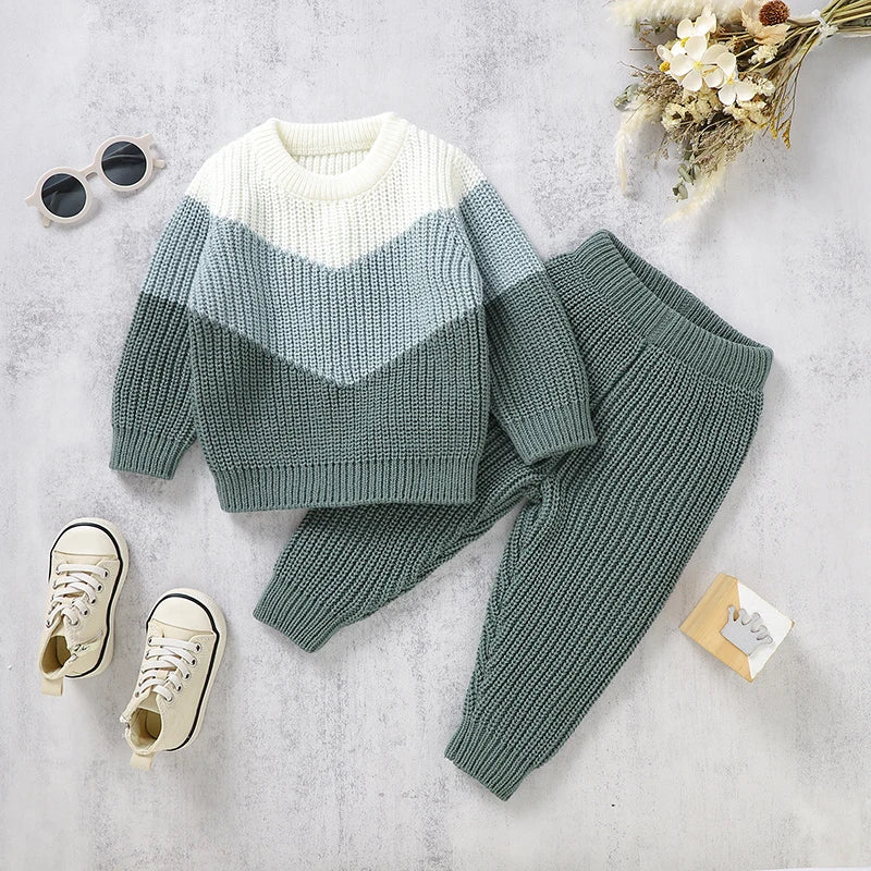 Petite Knit® Chevron Sweater & Trousers Set - Petite Cove 