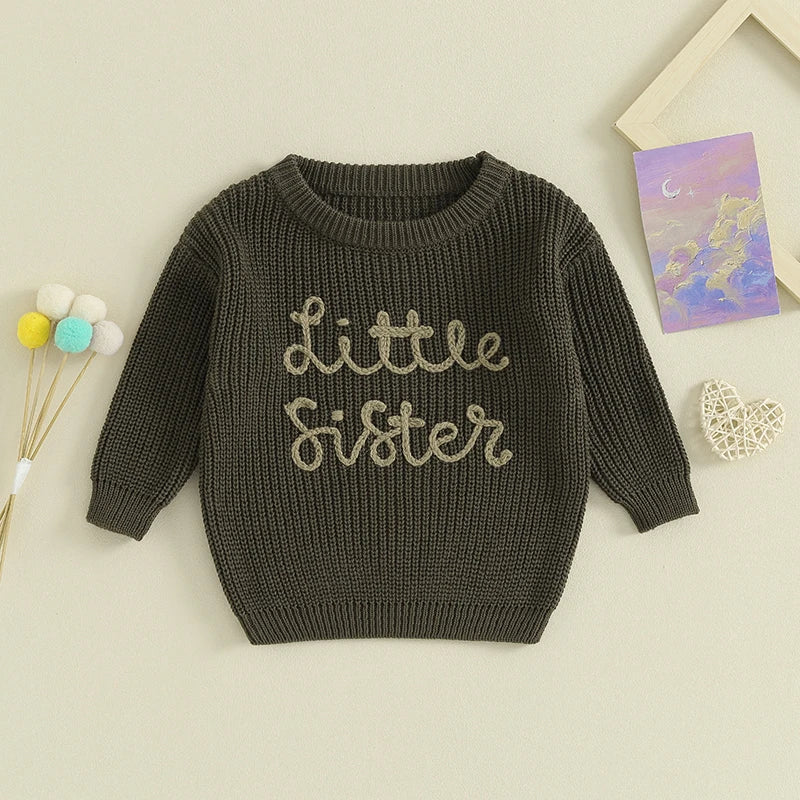 Little Sister Knit Embroidered Sweater - Petite Cove 