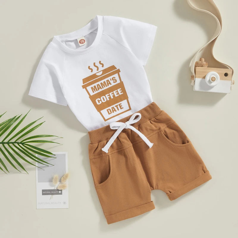 Mama's Coffee Date T-Shirt & Shorts Set - Petite Cove 